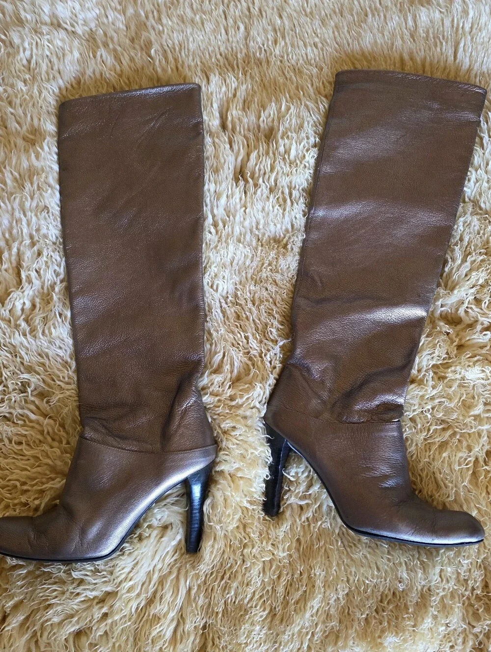 Stuart Weitzman Brass Brown Leather Knee High Boots Size 7.5